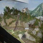 Miniature animated scenery of a sawmill