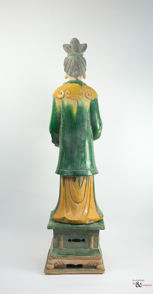 A Sancai-Glazed Ming Dynasty Pottery Sculpture of a Courtier, c. 1368-1644,