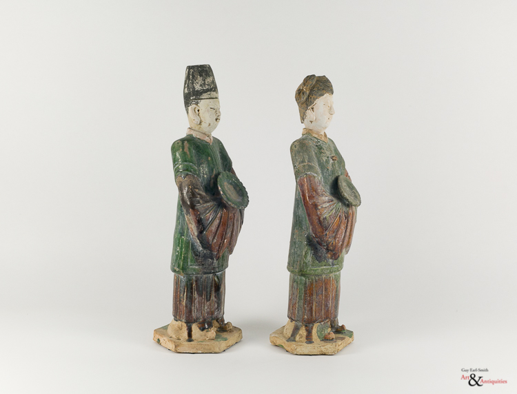 Two Glazed Ming Dynasty Pottery Sculptures, c. 1368-1644,