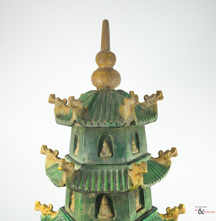 A Sancai Glazed Qing Dynasty Ceramic Pagoda, Jiaqing Period, c. 1796-1820,