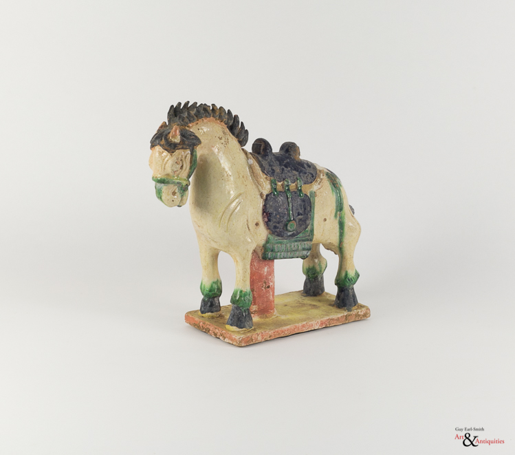 A Sancai-Glazed Ming Style Pottery Sculpture of an Horse, c. 20th Century,