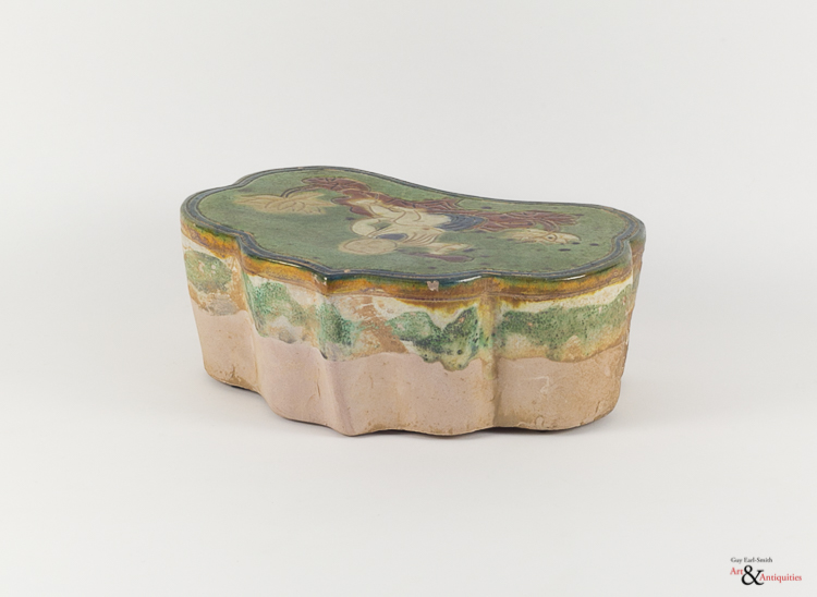 A Sancai-Glazed Liao Dynasty Pottery Pillow, c. 907-1125