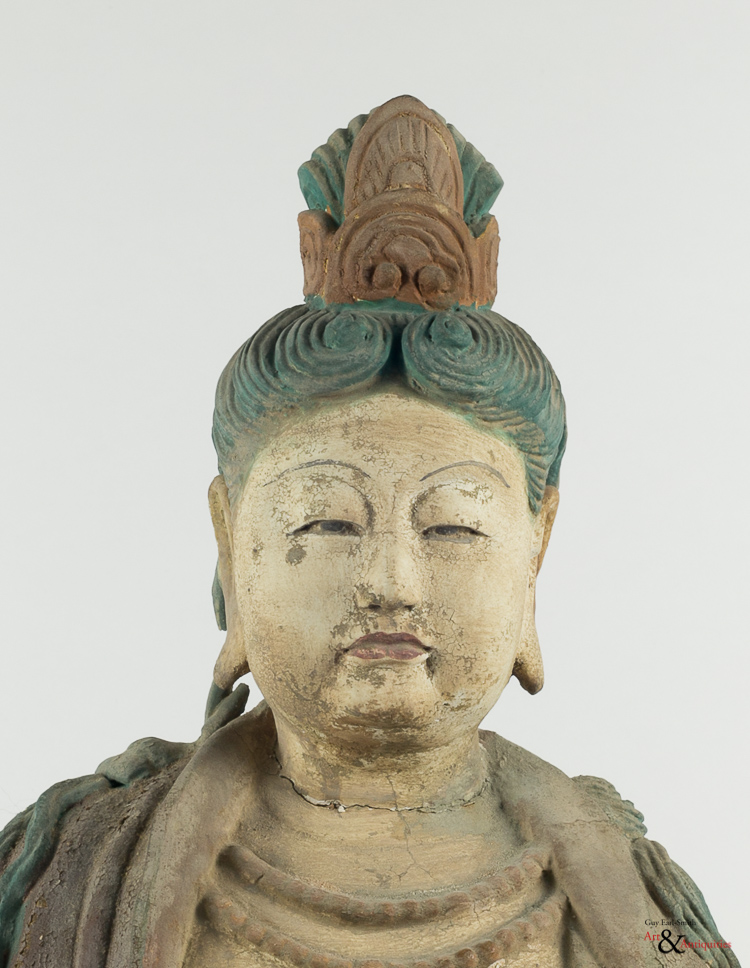 A Painted Clay Ming Dynasty Sculpture of Guanyin, c. 1368-1644,