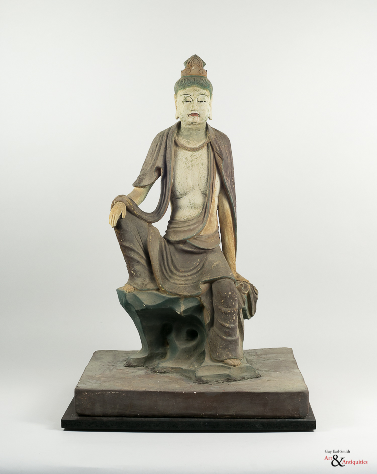 A Painted Clay Ming Dynasty Sculpture Of Guanyin, c. 1368-1644,