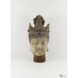 A Painted Clay Ming Dynasty Head Of Guanyin, c. 1368-1644,