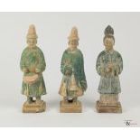 Three Green-Glazed Ming Dynasty Pottery Sculptures, c. 1368-1644,