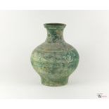 A Green-Glazed Han Dynasty Pottery Jar (Hu), c. 206 BC-220 AD,
