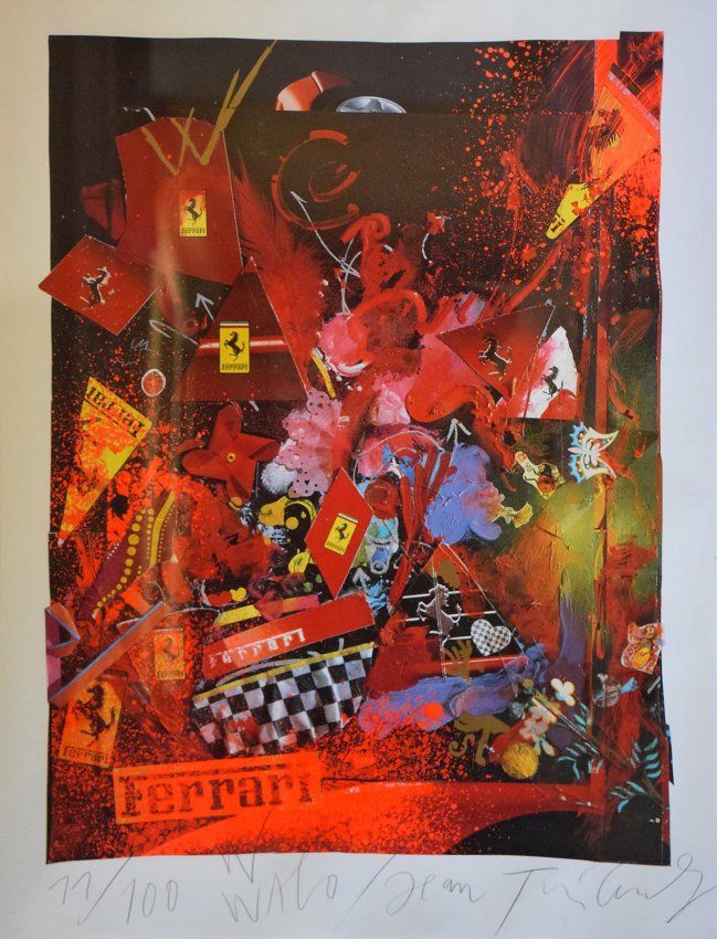 Jean Tinguely - Lithograph Collage Ferrari