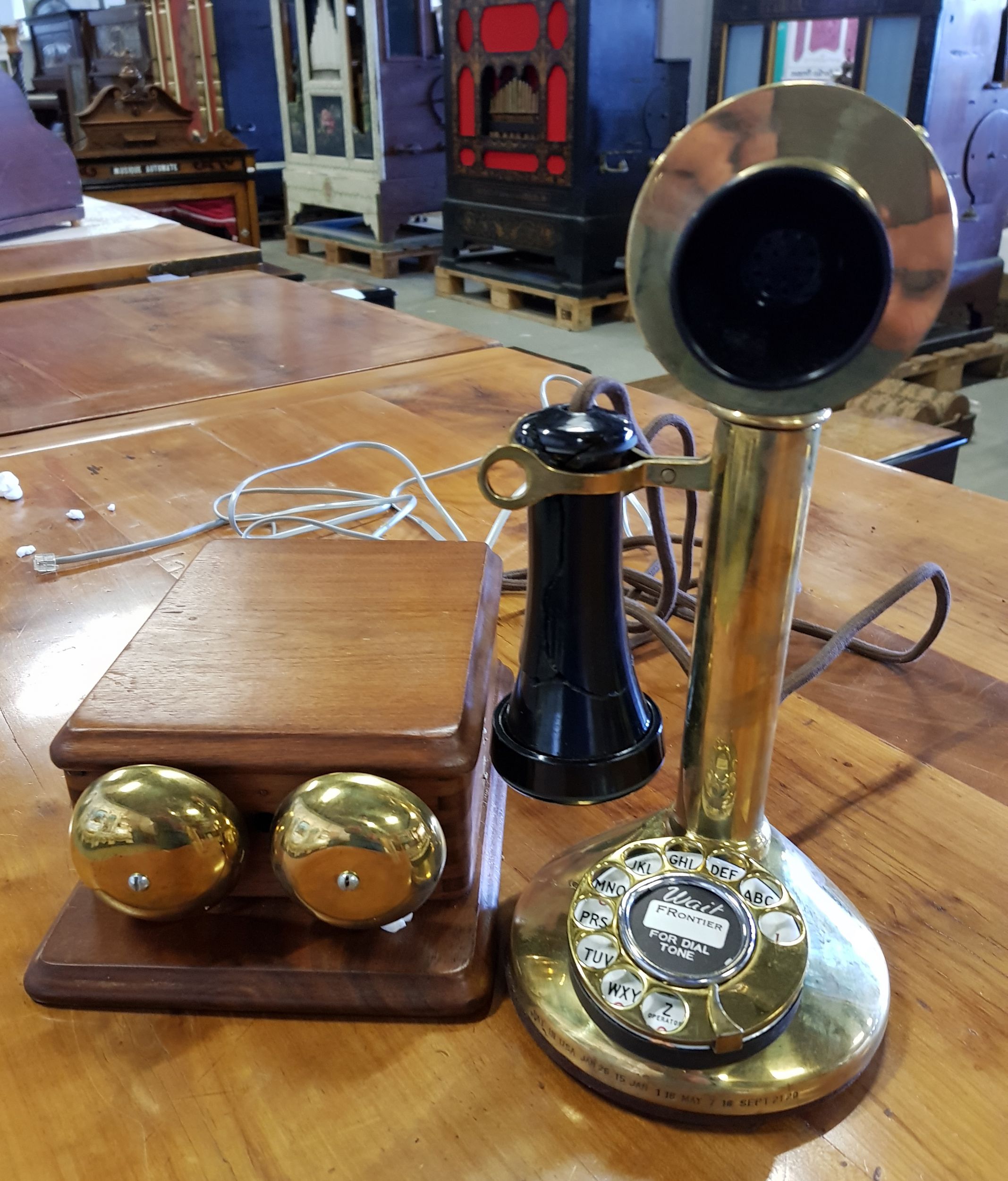 An old Telephone with a separate Ringbox