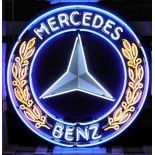 Large Mercedes-Benz Logo Neon Sign with Backplate