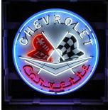 Large Chevrolet Corvette Flags Neon Sign with Backplate