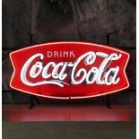 New Coca-Cola Fishtail Neon Sign with Backplate