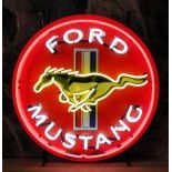 Ford Mustang Logo Neon Sign with Backplate