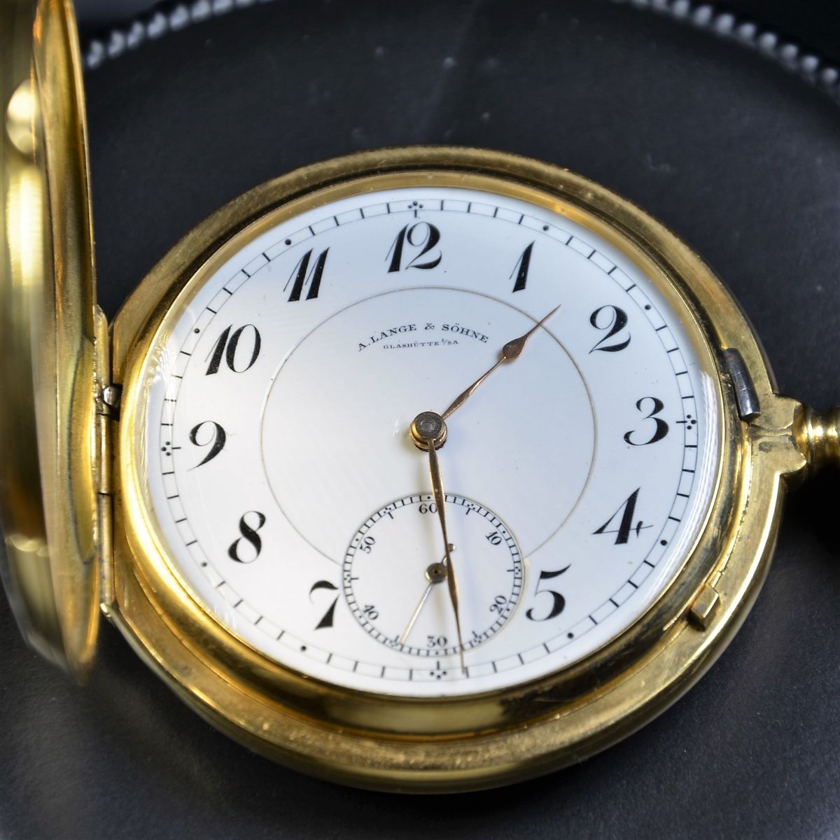  18ct gold savonette pocket watch LANGE and SOHNE Glassworks. Heavy case. No. 2,882. Enameled clock...