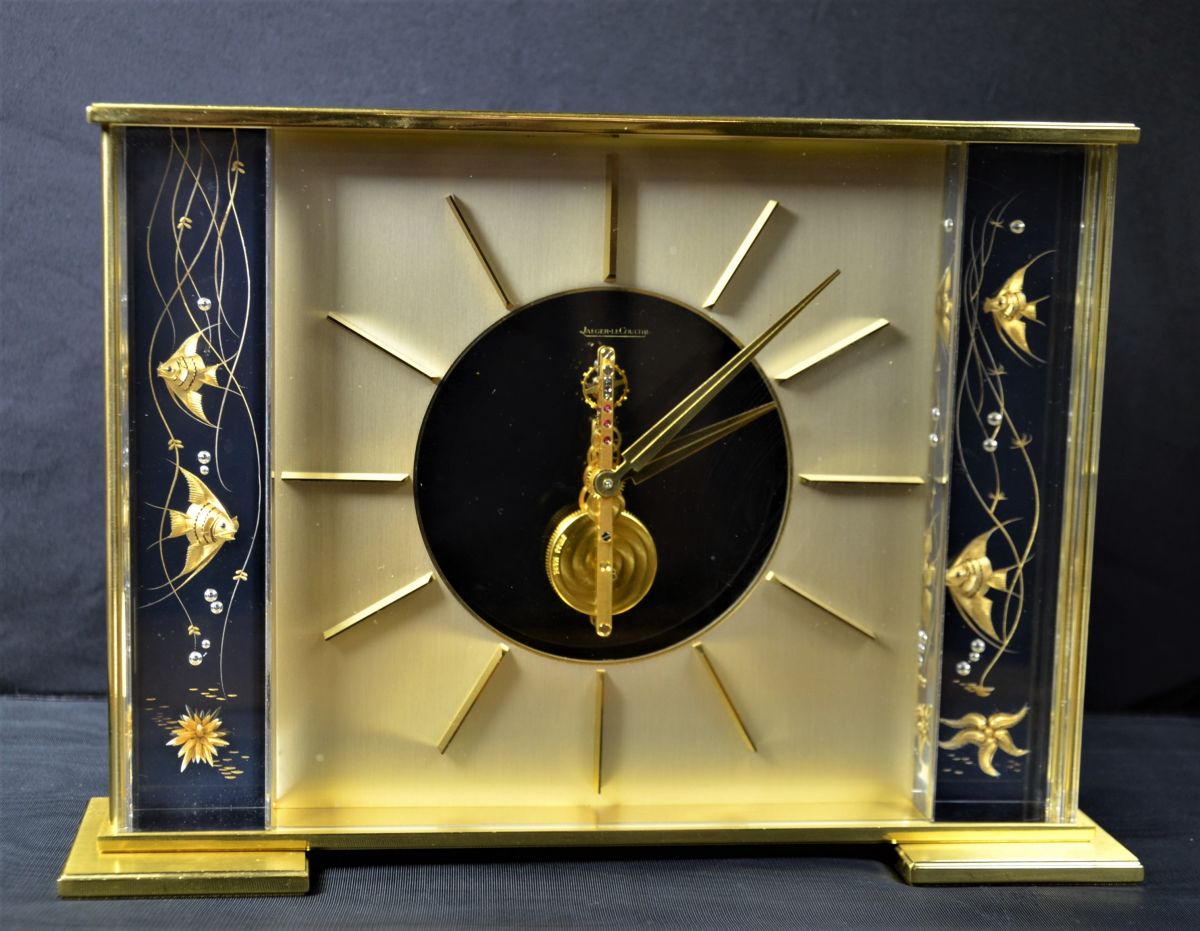  Office-table clock JAEGER LECOULTRE with 8 day mechanism. Chinese decoration on both sides,...