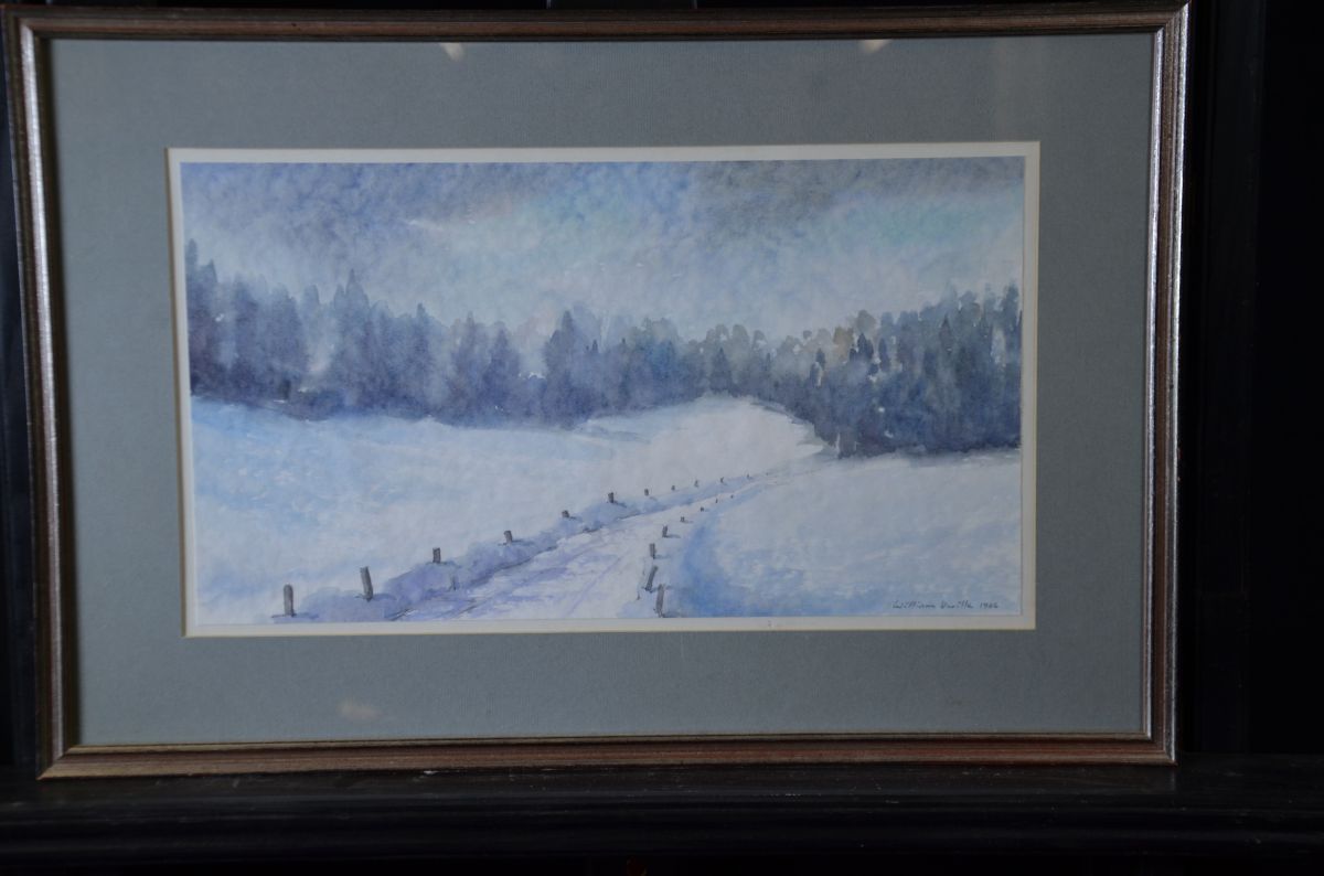 Watercolor Winter Landscape, signed William Vuille, 1986. 35 x 51cm.