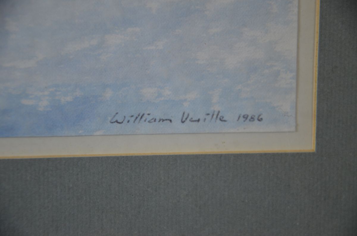 Watercolor Winter Landscape, signed William Vuille, 1986. 35 x 51cm.