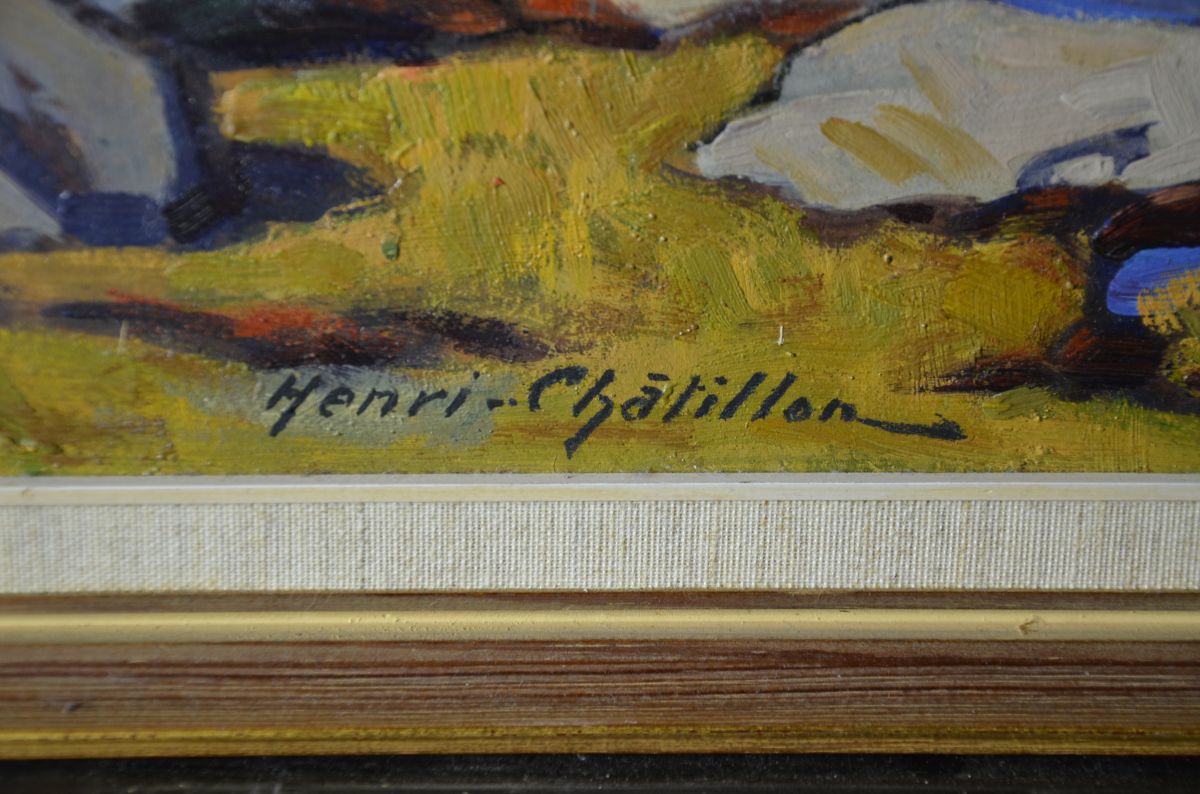 Painting on Pavatex Matterhorn, signed Henri Chàtillon. 49 x 58cm.