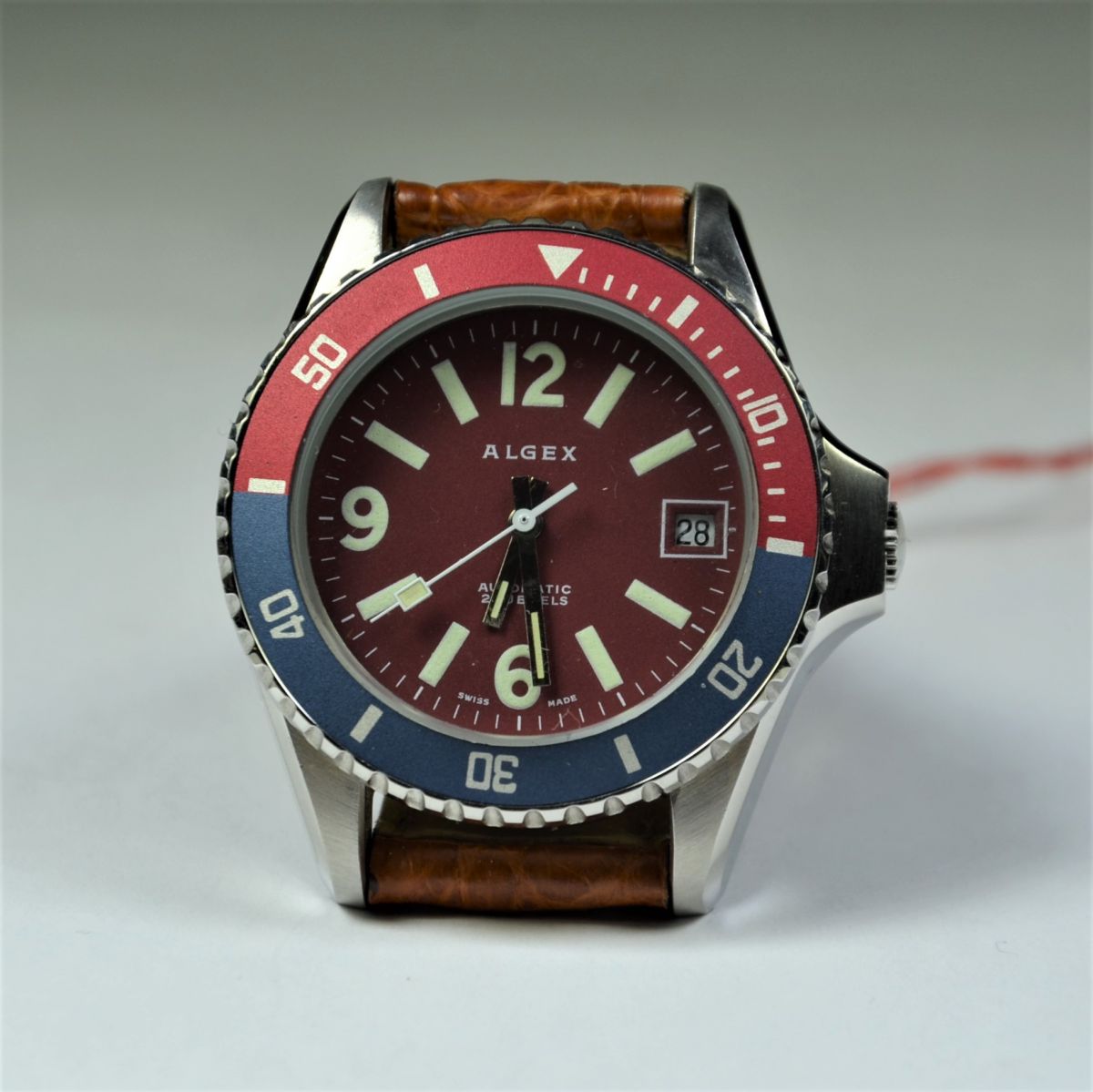 ALGEX waterproof wristwatch. Automatic, calendar, diameter 36 mm. New old stock form the 90th