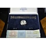  Wristwatch  FORGET  in steel. Automatic. Calendar and power reserve. With moon phase. COSC and...