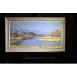 Oil on pavatex. Landscape Lake Biel, signed O. Clenin 1899 - 1986. 50 x 82cm.