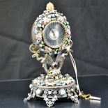  Pocket watch in gilded silver. Enamel, pearls, turquoise and garnet. Oestereic work. Good condition....