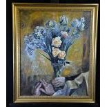 Oil on canvas bouquet of flowers, signed Charles Humbert 1936. 73 x 58cm.