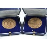2 médailles commémorative PATEK PHILIPPE 1839 - 1989, Ø 40mm.