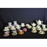  Large collection of porcelain  tea cups, collectioners cups with saucers, rest of a tea service,...