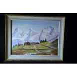 Oil on canvas Mountain landscape, signed. 45 x 58cm.