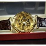 Skeleton wristwatch, gilded. In very good condition.