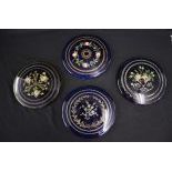  Collection of four pendulum lenses of four high end pendulums by Morez and Comtoise Clocks. Cobalt...