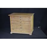  Clockmakers box, probably maple, six drawers with brass knobs, for the tools and spare parts in the...