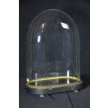  Bell jar for pendulums or other collectable object, blown glass on a fitted ebonized wooden...