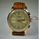  Chronograph CHARLES NICOLET in rose gold 18ct. Diameter 38 mm Landeron 39, with the box...