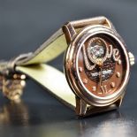  Fashionable jewelry wristwatch FREDERIQUE CONSTANT, gilded, with diamonds. Model Love, butterfly...