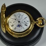 Meaningful one of a kind 18 carat gold Savonette pocket watch. Enamel and diamonds. Signed Louis...