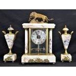 Pendule de cheminée de Bulle Clock Brevete S.G.D.G. Patented France, marbre, verres biseautés avec...